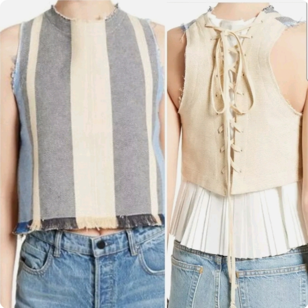 SEA NY Women's Top Linen Bartolini Stripe